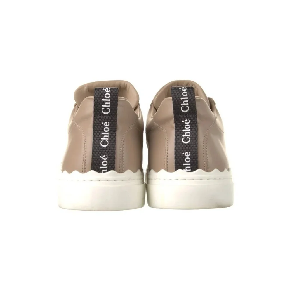 Chloé Lauren Leather Sneakers Sz 9~40 Beige Travel Shoes Sporty Comfy Designer‎